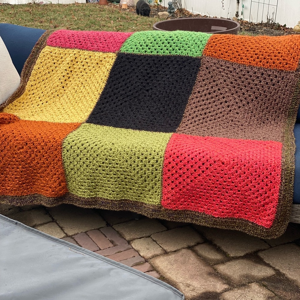 Beautiful Stained Glass Afghan 60” x 60”